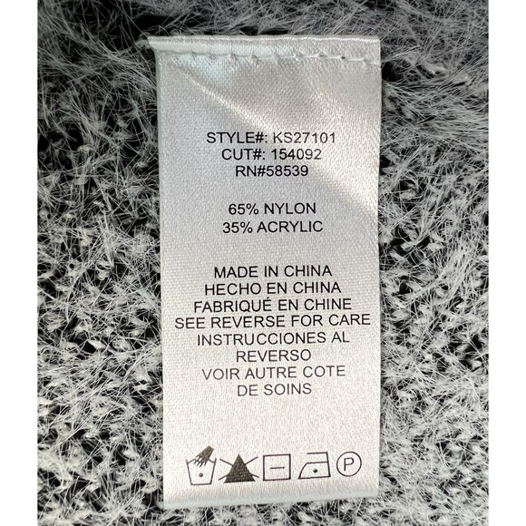 NWT Kut From The Kloth L/S Open Cardigan Soft Fuzzy Check Pockets XS Black White - Picture 7 of 16